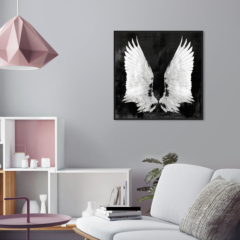 " My Night Wings " Painting Print, 12" H x 12" W x 1.5" D, Black
