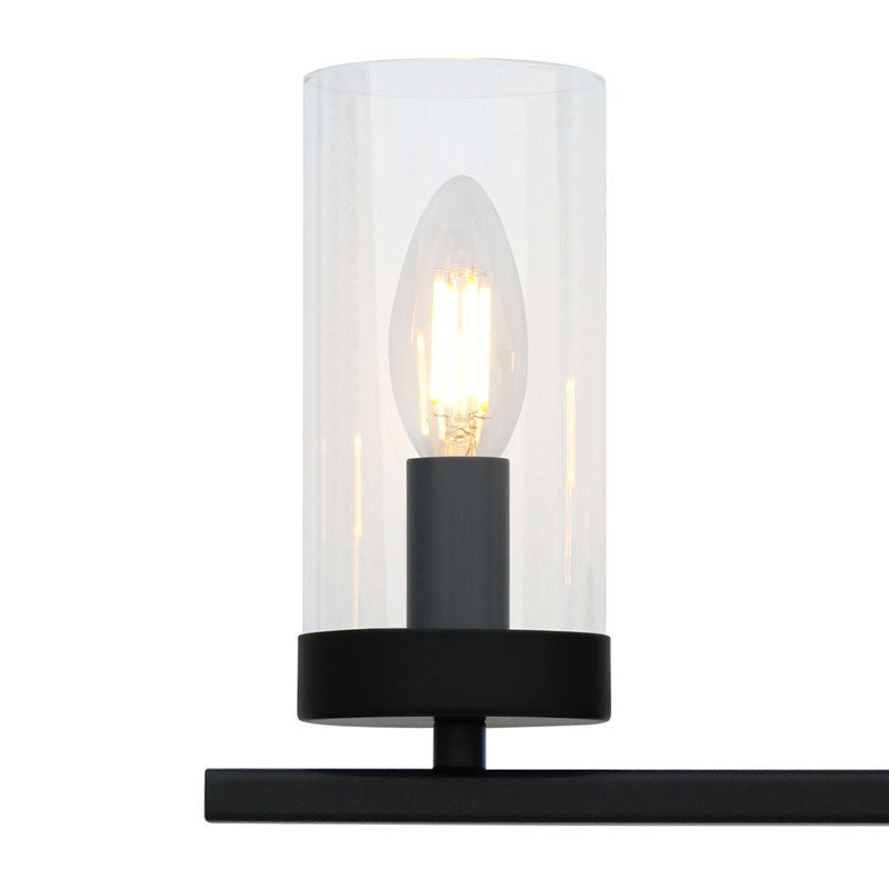 Meuble-lavabo noir 2 lumières avec verre transparent, Noir, Deux lumières