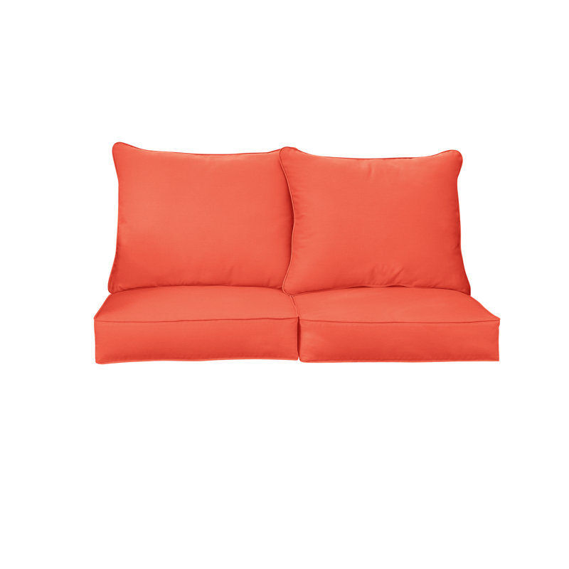 Sunbrella Outdoor Solid Loveseat Pillow and Cushion Set, 23 in W x 25 in D x 5 in H, Sunbrella - Canvas Hot Pink