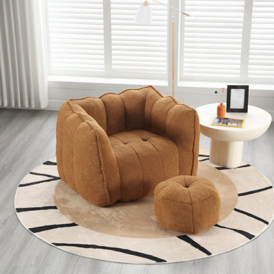 Pouf moelleux en mousse haute résilience (copeaux) pour salon et chambre, canapé carré confortable avec repose-pieds et housse, idéal pour les adultes qui aiment jouer, lire et regarder la télévision.