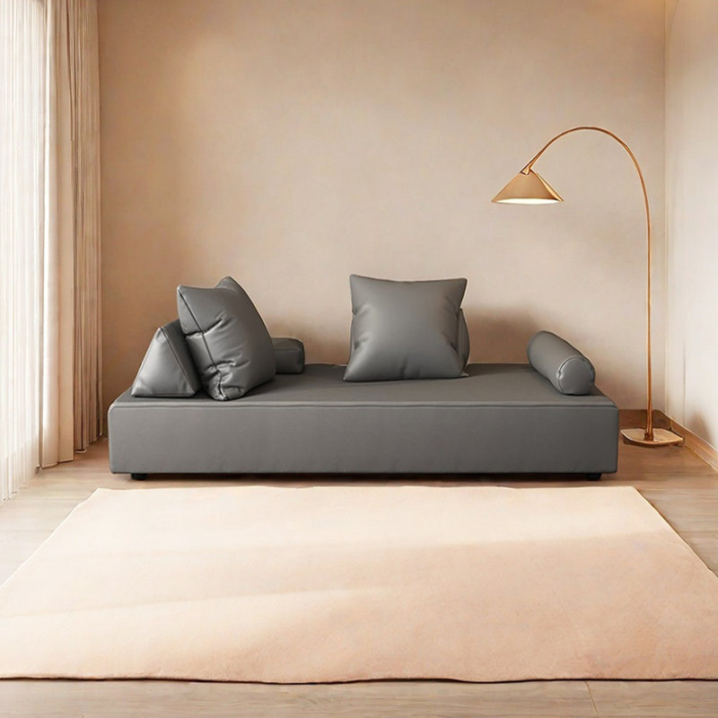 Chaise longue intérieure confortable, siège large, Gris, Accoudoir à gauche (vu de face)