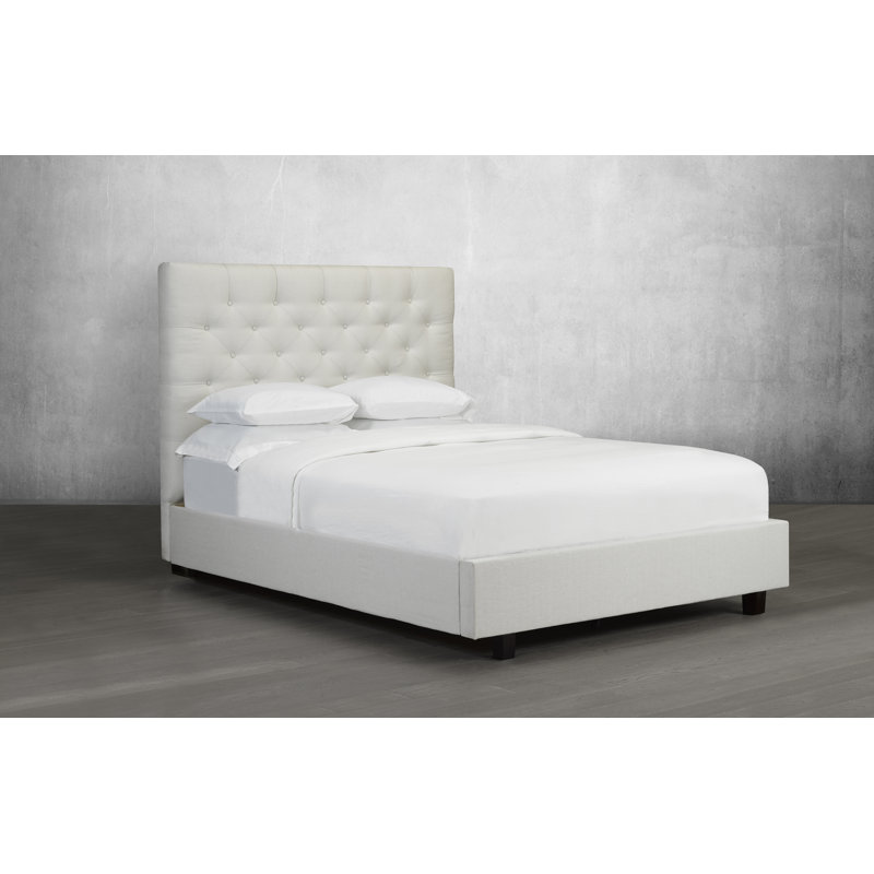 Lit plateforme tapissier avec rangement Waloo, Grand, Sable
