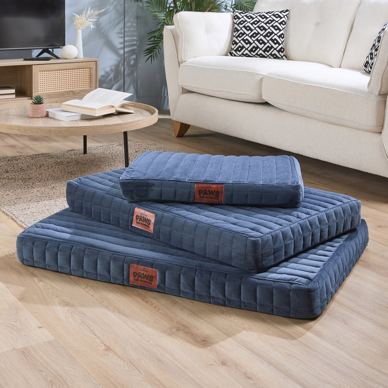 Slumberdown Orthopaedic Firm Support Crate Mattress Pet Bed, Blue, 80cm H x 60cm W x 9cm D