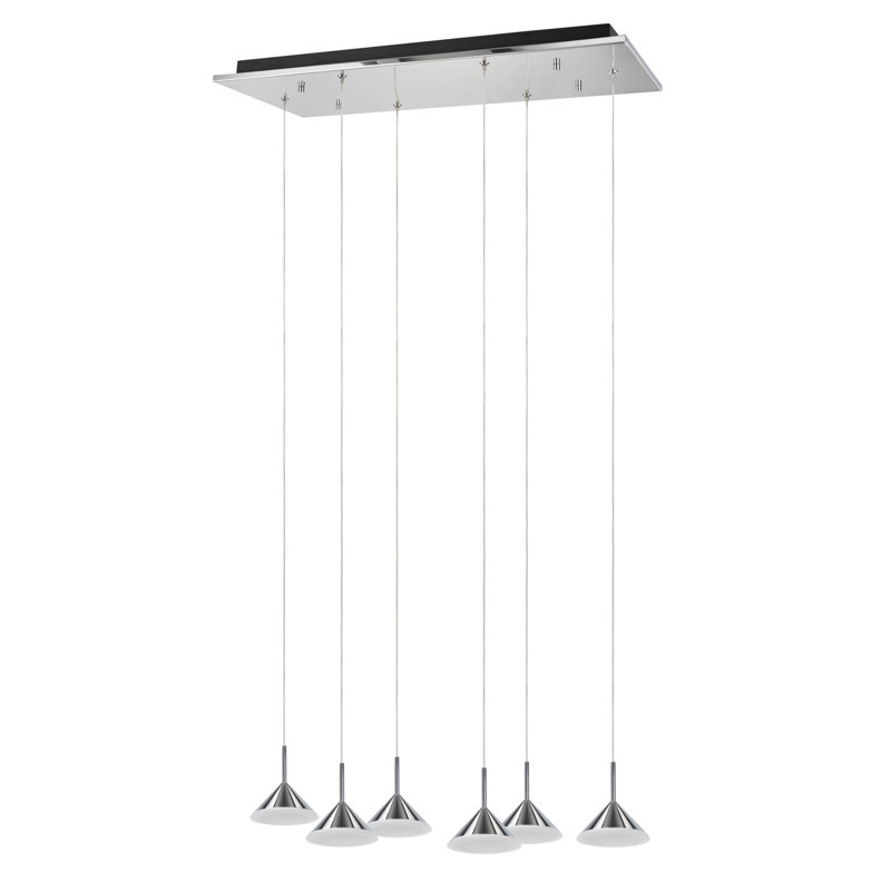 Luminaire suspendu en grappe 6 lumières, Chrome