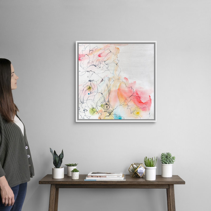 Reproduction d'art sur toile, Cadre flottant blanc, H 26 po x l 26 po x P 1,75 po