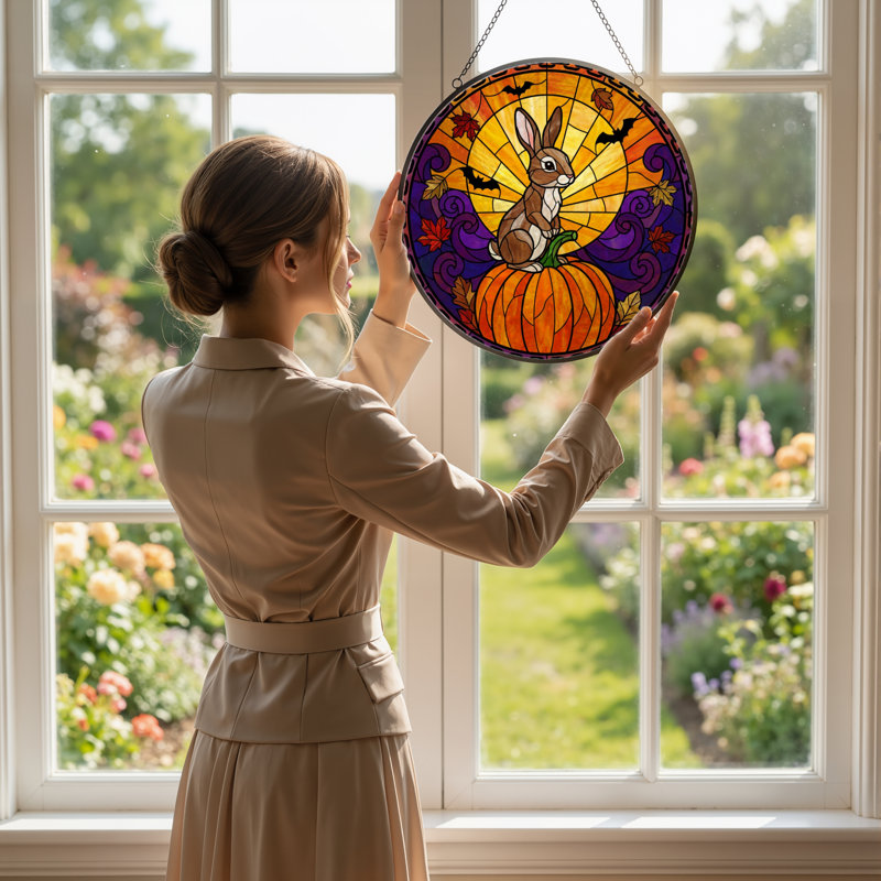 Panneau de vitrail en verre coloré 12 "H 12"