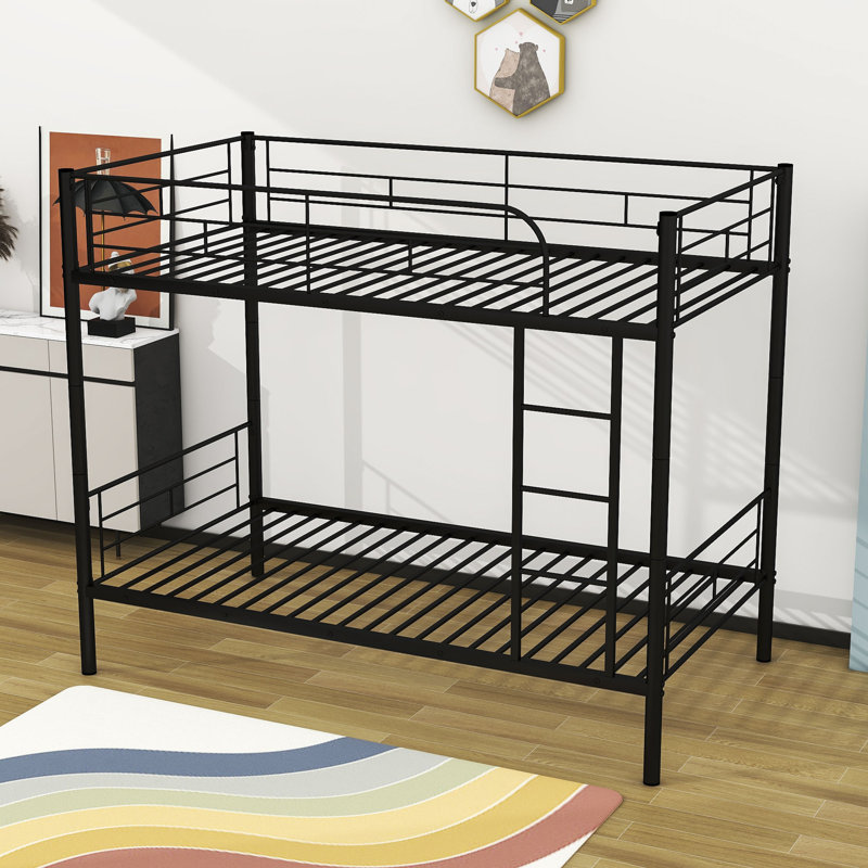 Byrone Kids Twin Over Twin Bunk Bed, Black