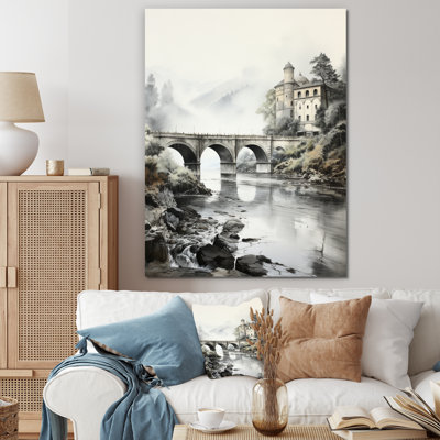 Gris pont majestueux Arch Graphite IV - Cityscapes Wall Art Living Room