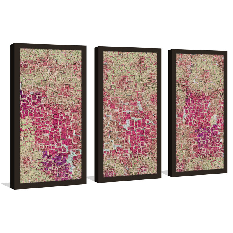 « connections pk asolo », ensemble de 3 reproductions d’art encadrées, L 40,5 po x H 25,5 po x P 1 po, Cadre espresso