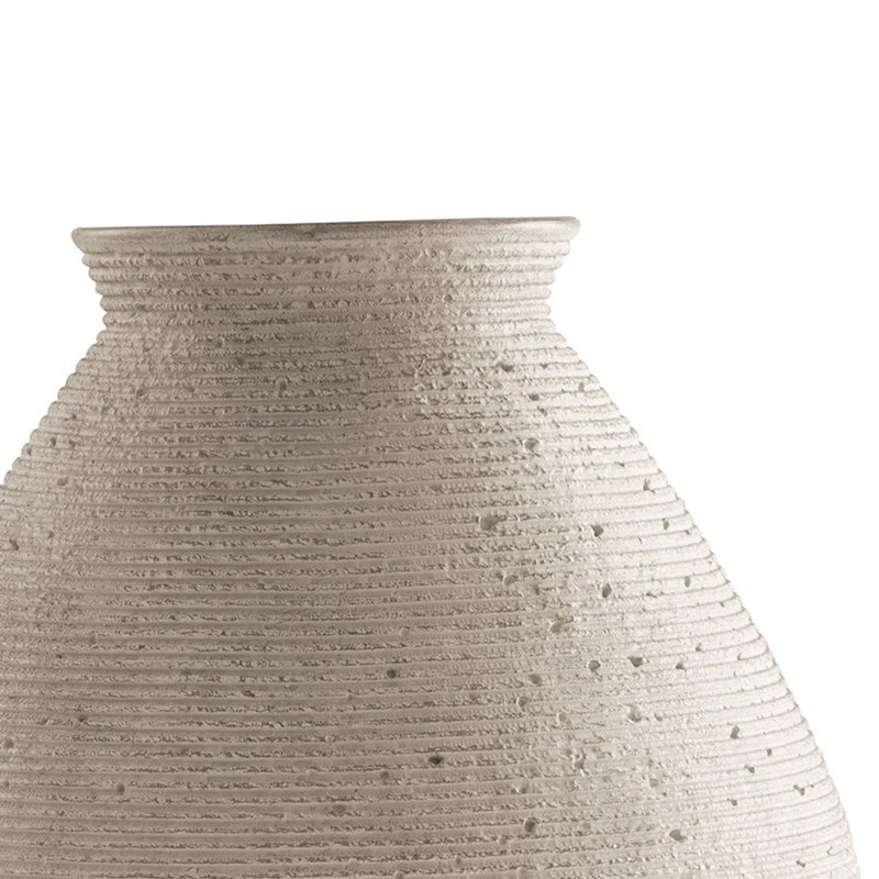 Elijaha Table Vase, 17" H x 13" W x 13" D, Antique Beige