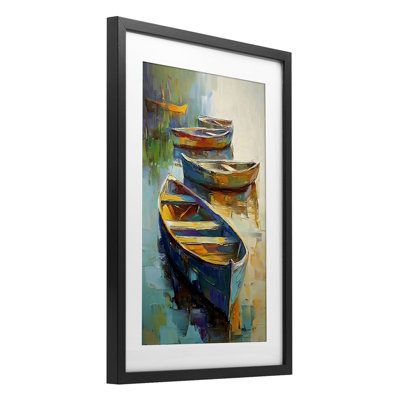 «Waiting Boats Expressionism», impression encadrée sous verre, design par LSR Design Studio