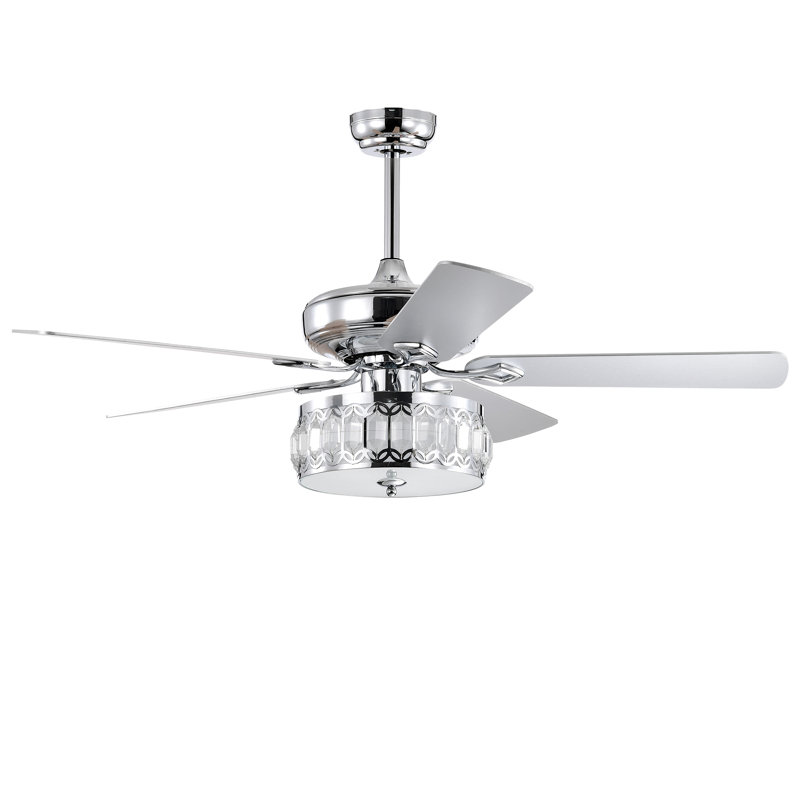 Ventilateur de plafond chromé 3 lumières 52 "+ télécommande, maison de campagne traditionnelle rustique bohémien rustique chalet transitionnel pour la maison, la cuisine, le salon