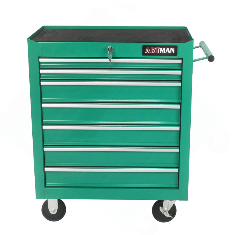 Chariot à outils multifonctionnel avec 7 roulettes - Vert
