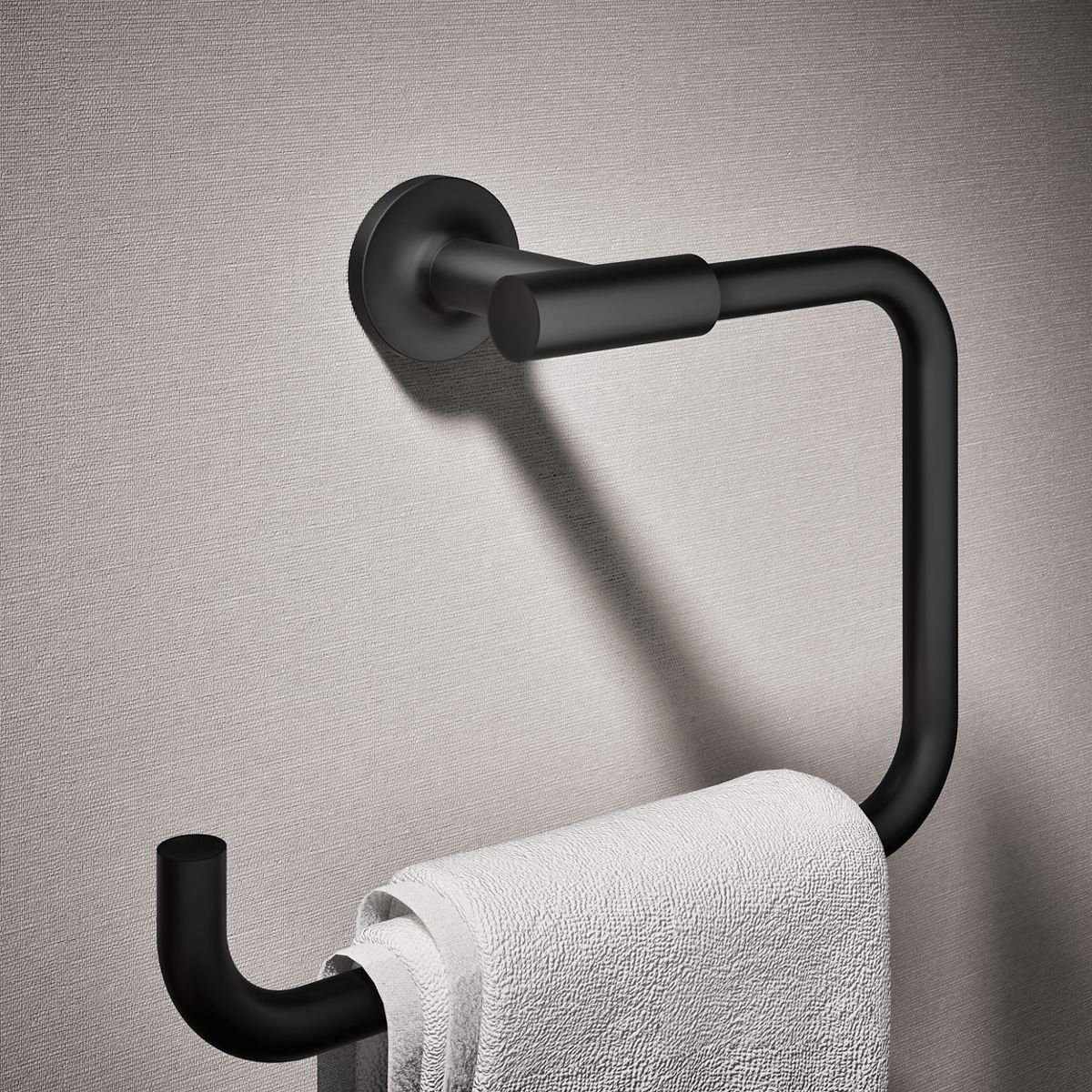 Purist Wall-Mounted Towel Ring, Matte Black