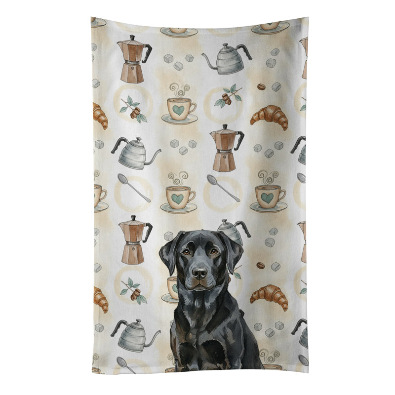 Serviette de cuisine Coffee Bar, Labrador Retriever noir