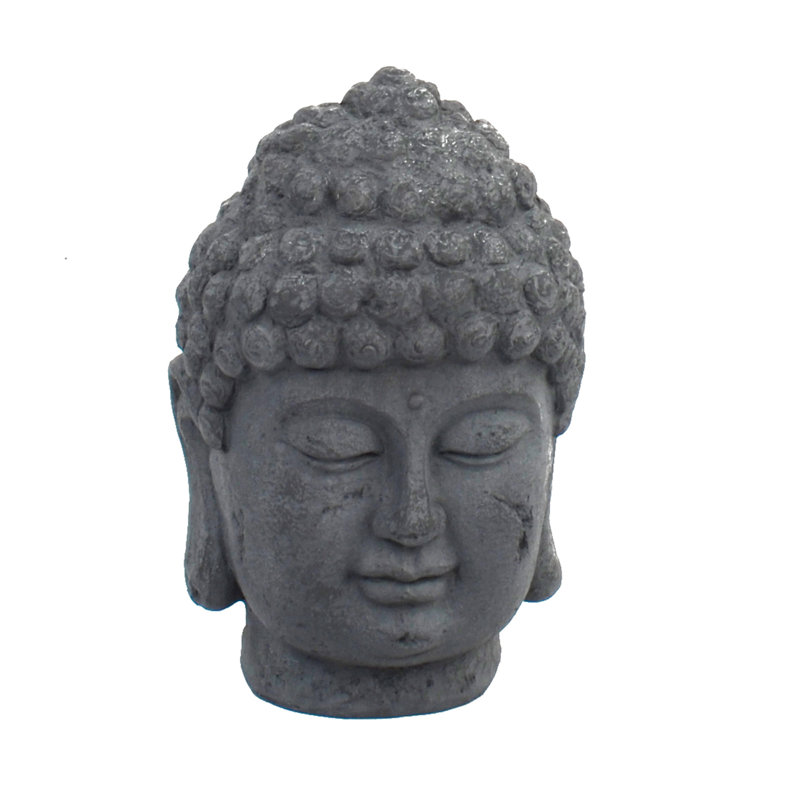 BUDDHA Head 42cm Grey Charcoal Effect
