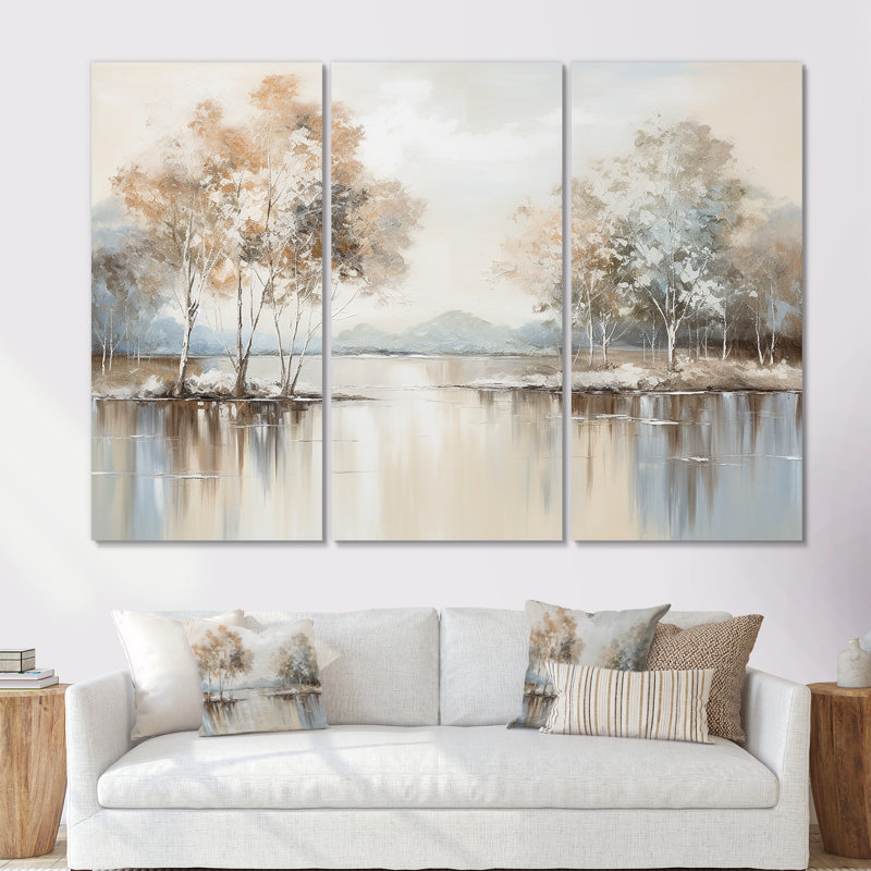 «Enchanted River Forest Minimalisme Charm», ensemble d'art mural sur toile River Decor, Toile tendue