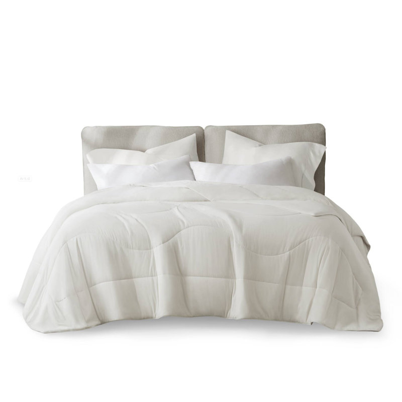Reversible Tencel Bedding Set, White Modern Comforter For Home