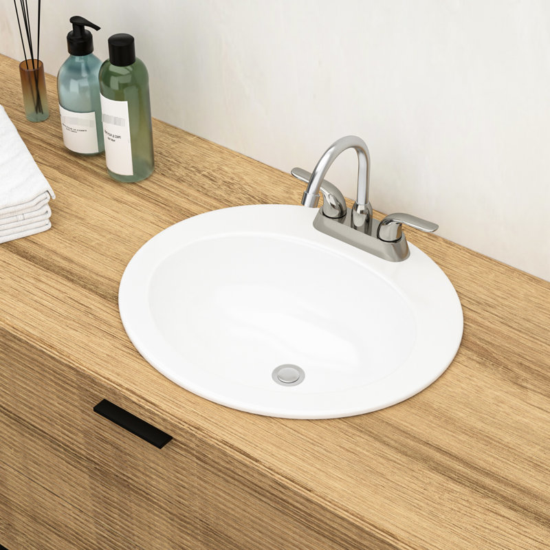 Lavabo de salle de bain ovale encastré en céramique blanche 20 po x 18 po - Moderne, teinté, pour différents emplacements 20 po x 18 po Style moderne, résistant, s'adapte à diverses utilisations