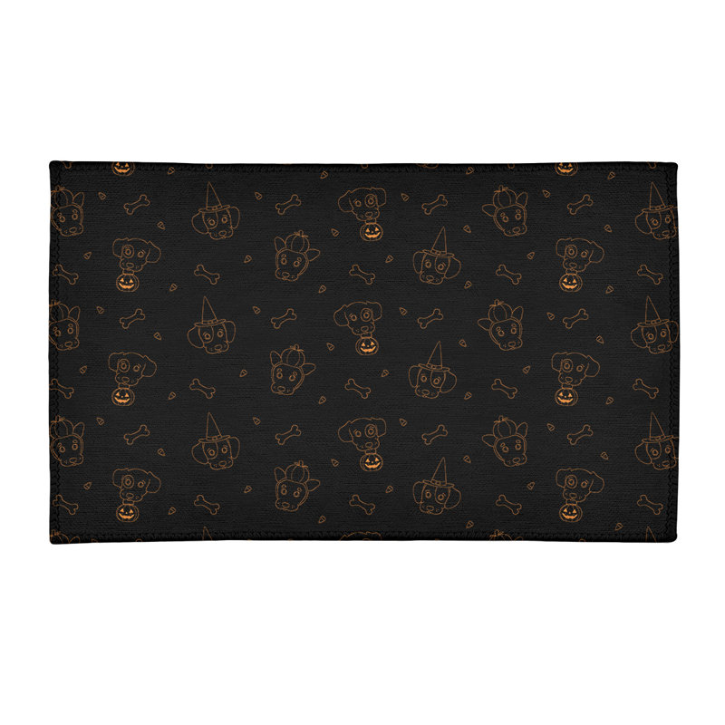 Tapis de zone noir/orange fait main, Rectangle 2 pi x 3 pi
