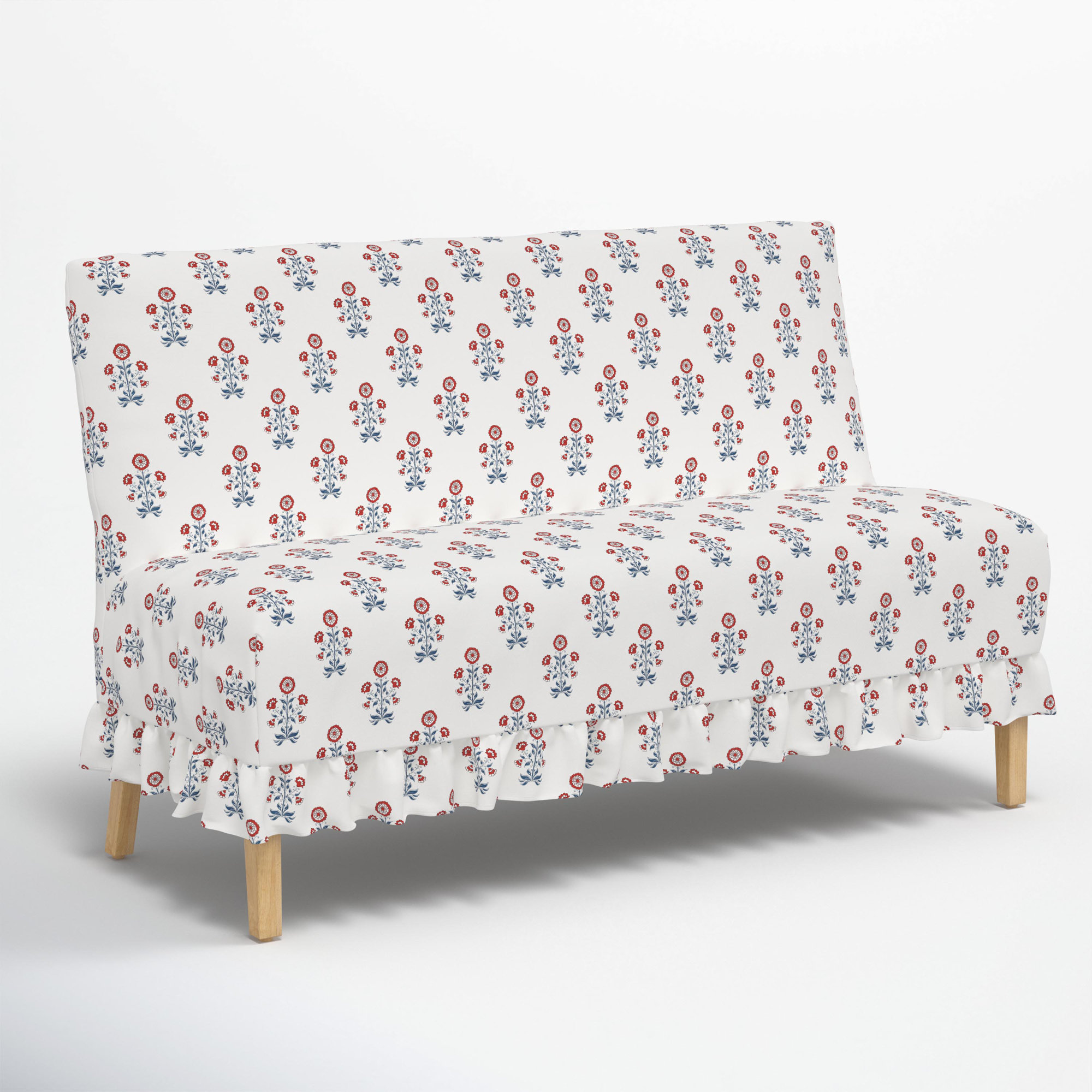 Maggie Slipcover Dining Banquette, Cappy Floral Red