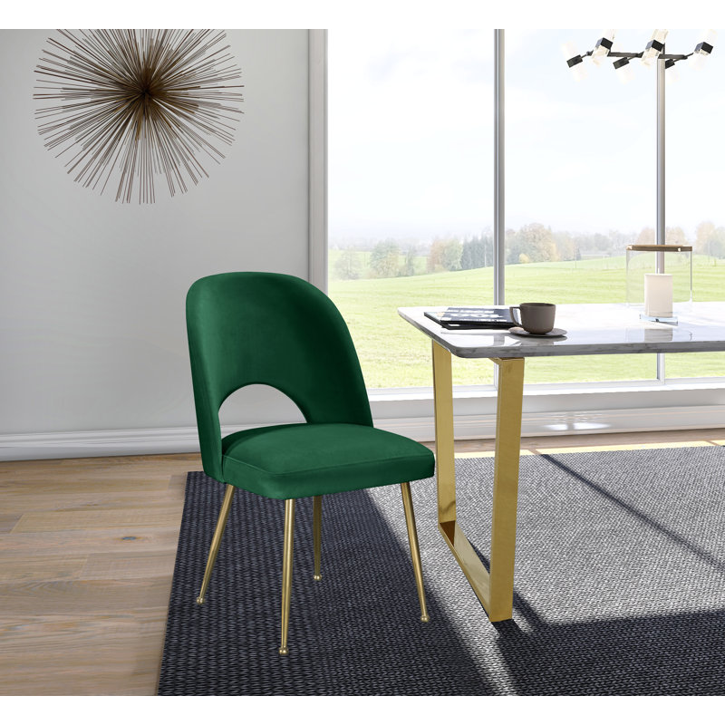 Parnell 19.5'' H Velvet Upholstered Side Chair, Green Velvet