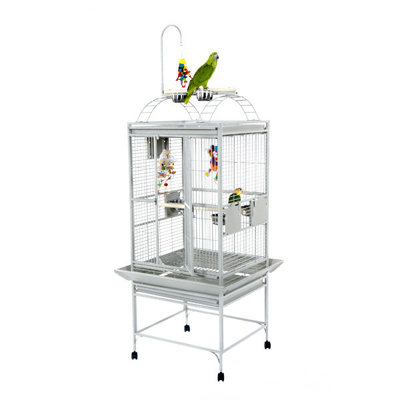 Cimaglia 62'' Powder Coated Steel Play Top Floor Bird Cage with Wheels