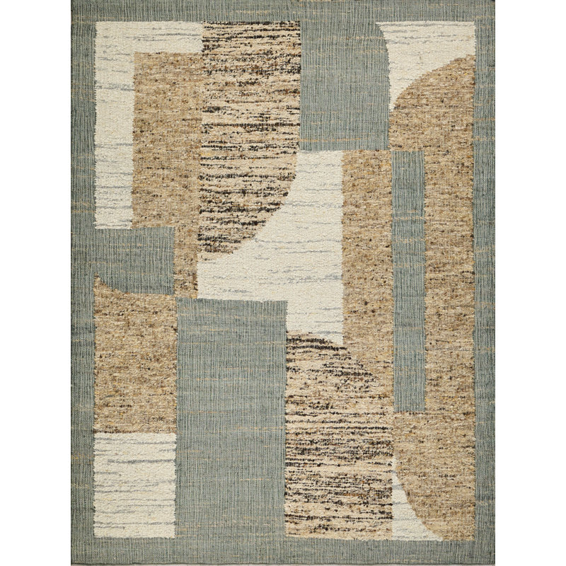 Pompano Hand Woven Wool/Jute Gray/Ivory/Beige Area Rug, 12'X15'