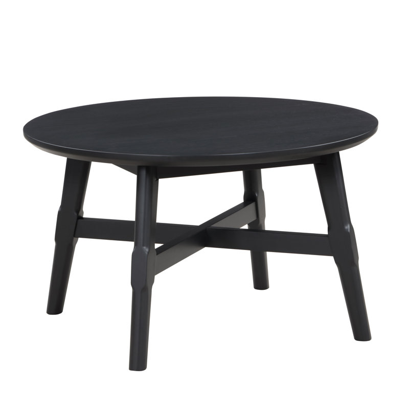 Brid 32" Round Solid Wood Coffee Table, Black