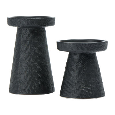 Ensemble de chandelles de table en grès 2 pièces Adneta
