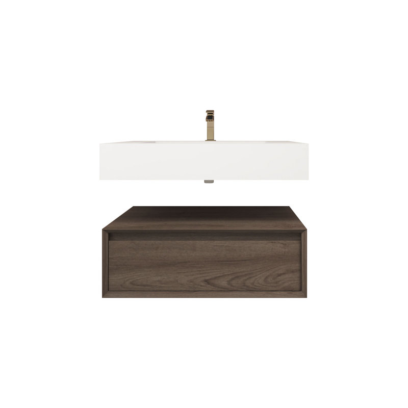Alysa 30" Wall-Mounted Single Bathroom Vanity Set, Red  Oak