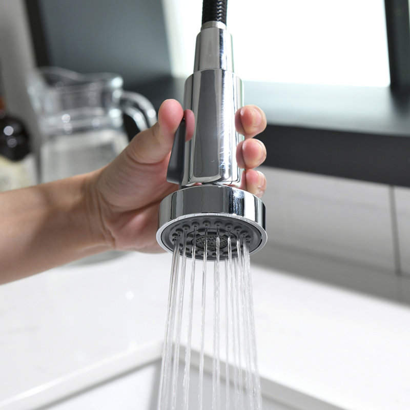Commercial Black Kitchen Faucet With Pull Down Sprayer, Single Handle Single Lever Kitchen Sink Faucet