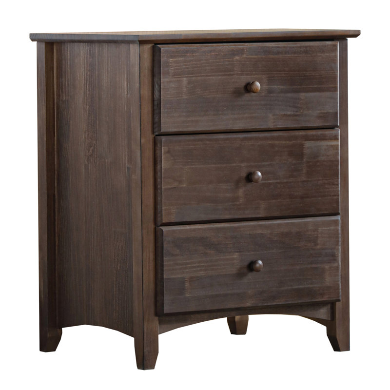Solid Wood 3-drawer Nightstand In Walnut, Walnut