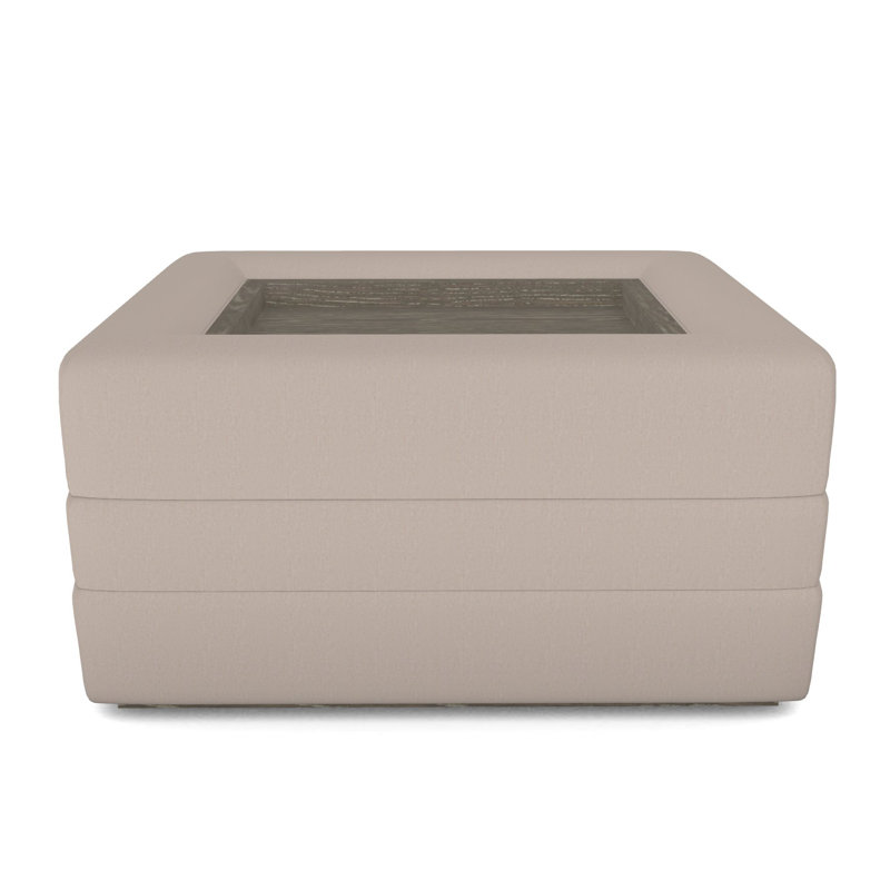 Boyden Ottoman with Wood Tray, Jiggles Fawn, Hampton