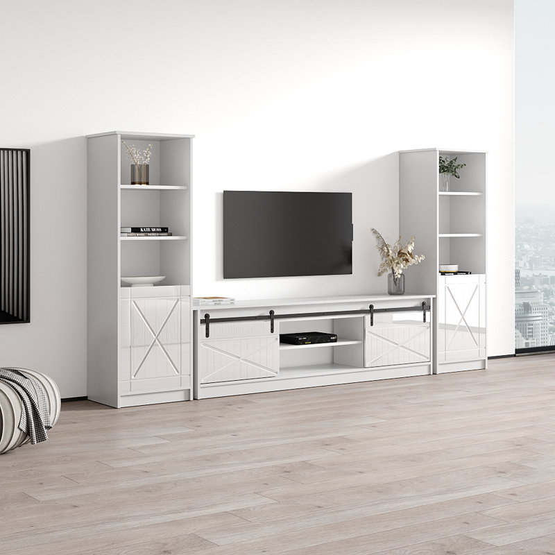 Fiorenze 120.5" Modern Entertainment Center with High Gloss Finish, White