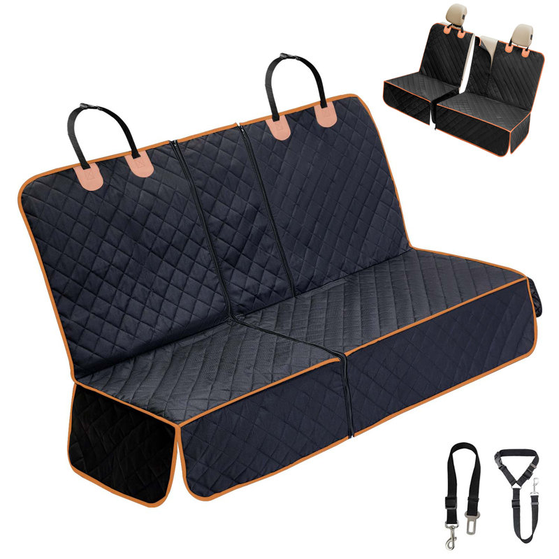 2-In-1 Dog Car Seat Cover For Back Seat, Small, Black/Beige