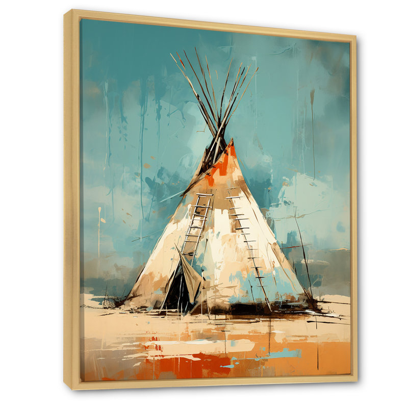 «Native Tipi Whispers of Spirit», reproduction sur toile flottante, H 32 po x l 16 po x P 1 po, Cadre flottant érable