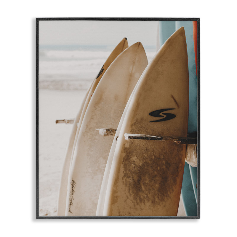 Art de la giclée de planches de surf alignées par LSR Design Studio, H 14 po x l 11 po, Giclée encadrée noir minuit