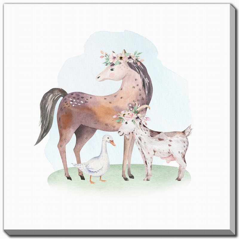 «Farm Buddies Group 1», art mural sur toile, H 38 po x l 38 po