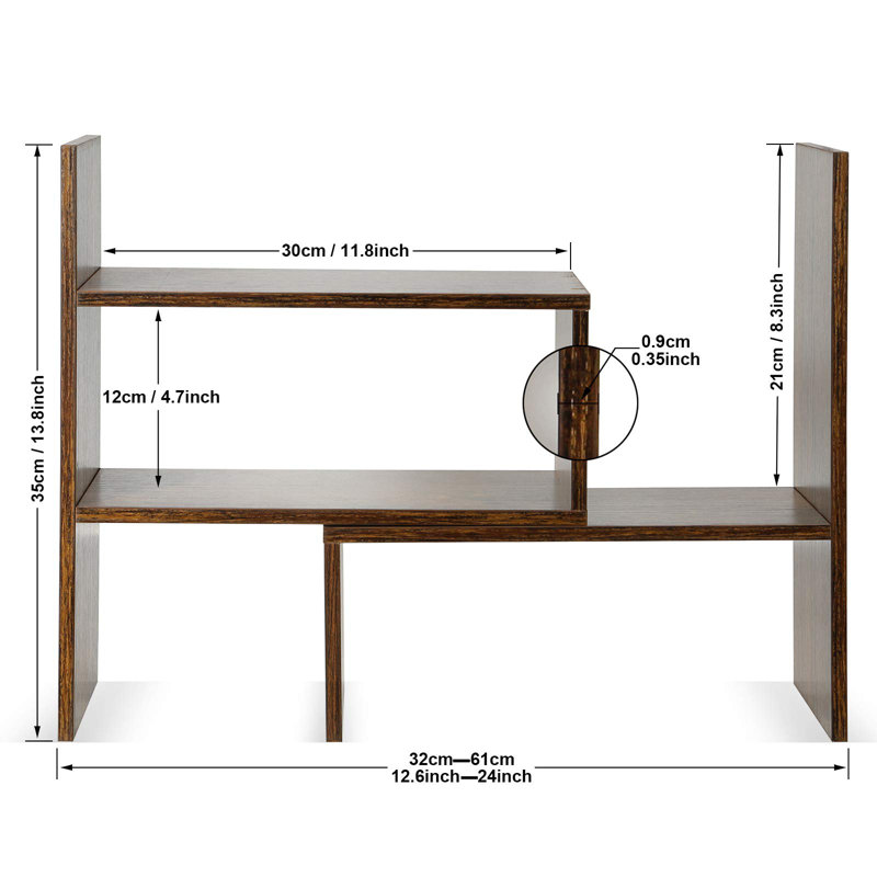 Expandable Wood Desktop Bookshelf Desktop Organizer Office Storage Rack Wood Display Shelf, Counter Storage Rack Top Bookcase - Freestyle Display Natural Stand Office Supplies Desk Organizer