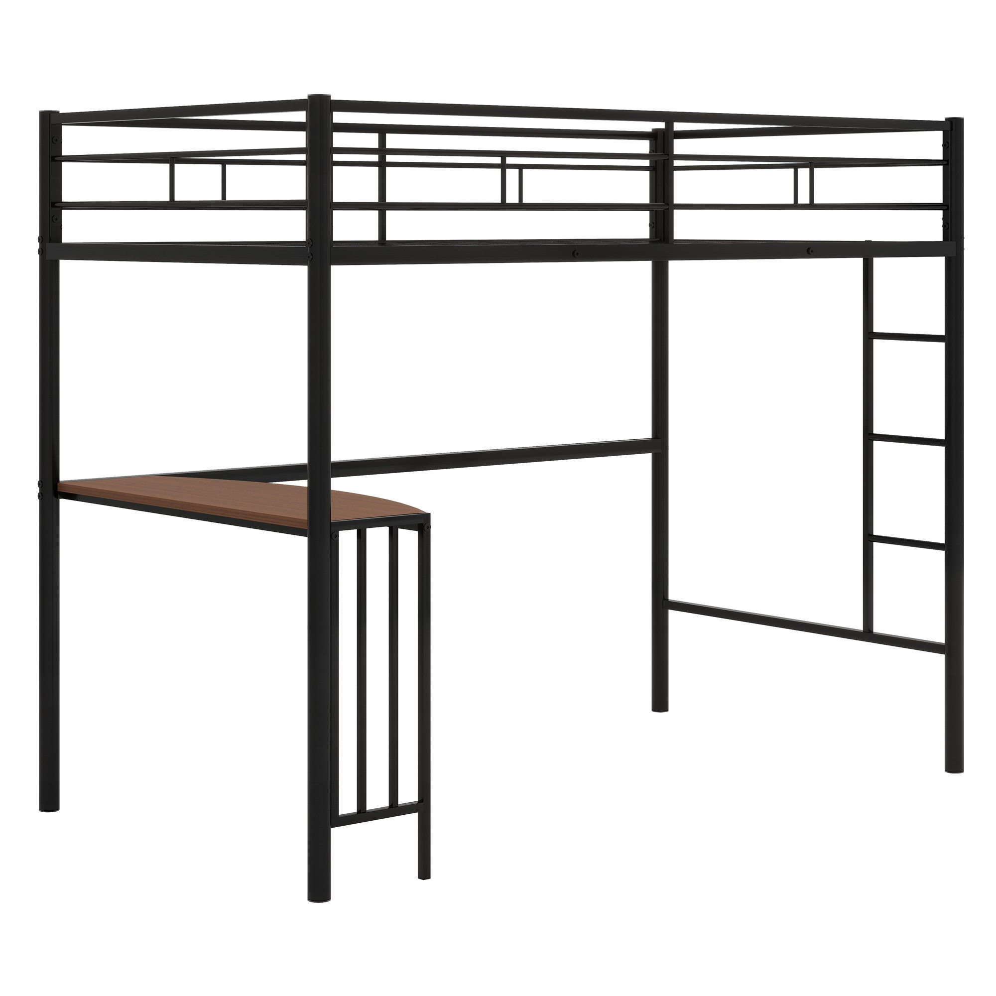 Ebern Designs Metal Loft Bed With Desk, Ladder And Guardrails - Wayfair ...