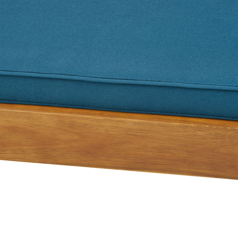 Chaise longue avec coussins Muir Sun, Structure teck / coussins bleu
