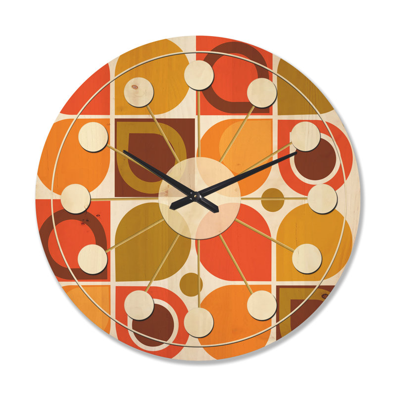 Horloge murale abstraite à motif géométrique VI, Très grand