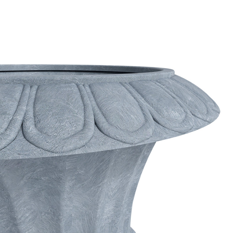 Aadityaram Urn-Shaped Fiberstone Planter – MgO Clay Plant Pot with Drainage Holes for Indoor/Outdoor Use, Aged Concrete