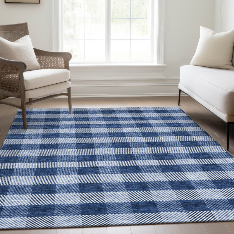 Premium Machine Washable Prisco Navy Rug, Rectangle 10' x 14'