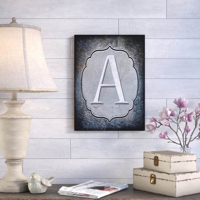 « letter a », art textuel sur toile tendue, H 19 po x l 14 po x P 2 po