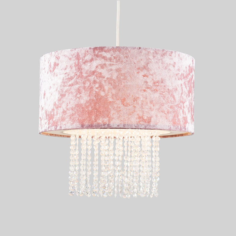 Boland 40cm H Plastic Drum Pendant Shade ( Clip On ), Pink Velvet