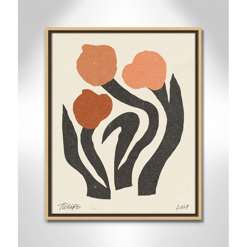 Imprimé de fleurs modernes par NKTN, L 17,5 po x H 21,5 po, Toile avec cadre, Natural Floater