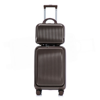 14"/20" 2 pcs/set in ABS Spinner Wheel Luggage, with Combination Lock and Front Opening Design, 14" Cosmetic Case