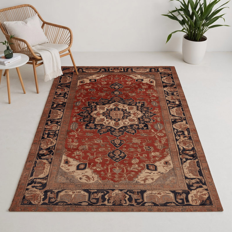 Tapis d'intérieur et d'extérieur brun Persian, Rectangle 5 pi x 7 pi